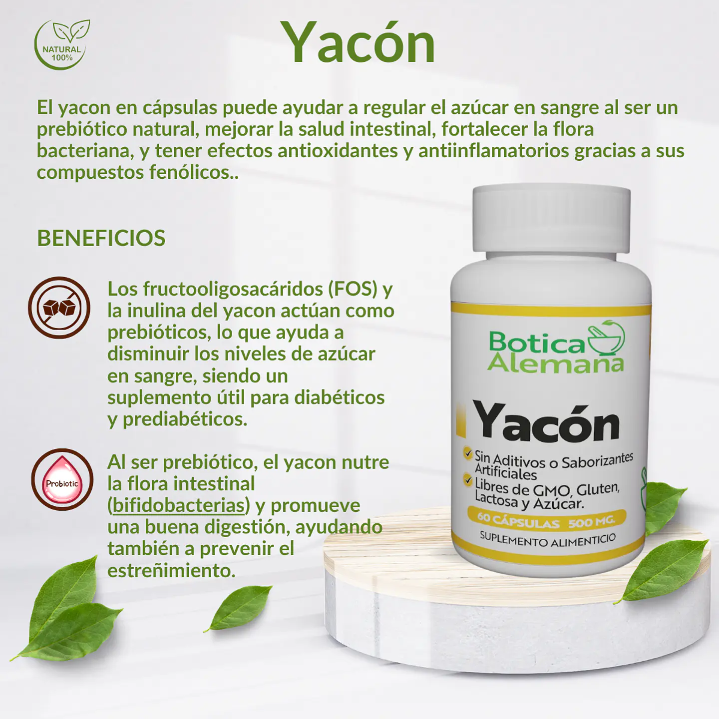 Yacón, 60 cápsulas 500 mg 4