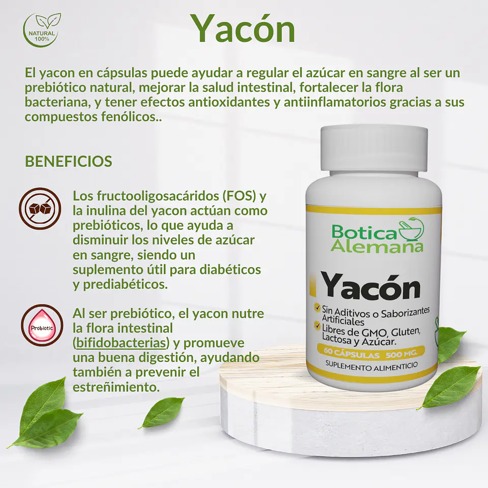 Yacón, 60 cápsulas 500 mg 4