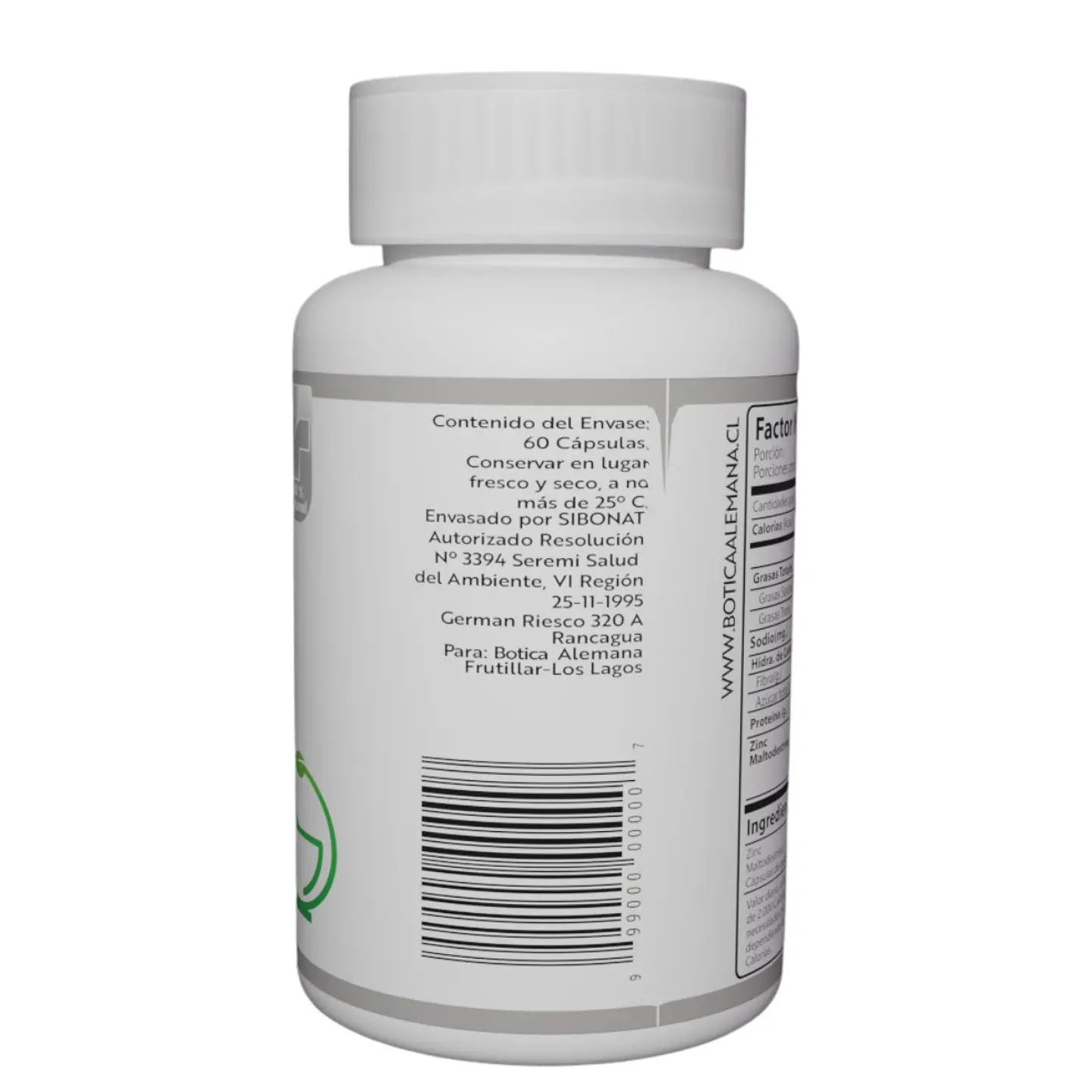 Zinc, 60 cápsulas 20 mg 3