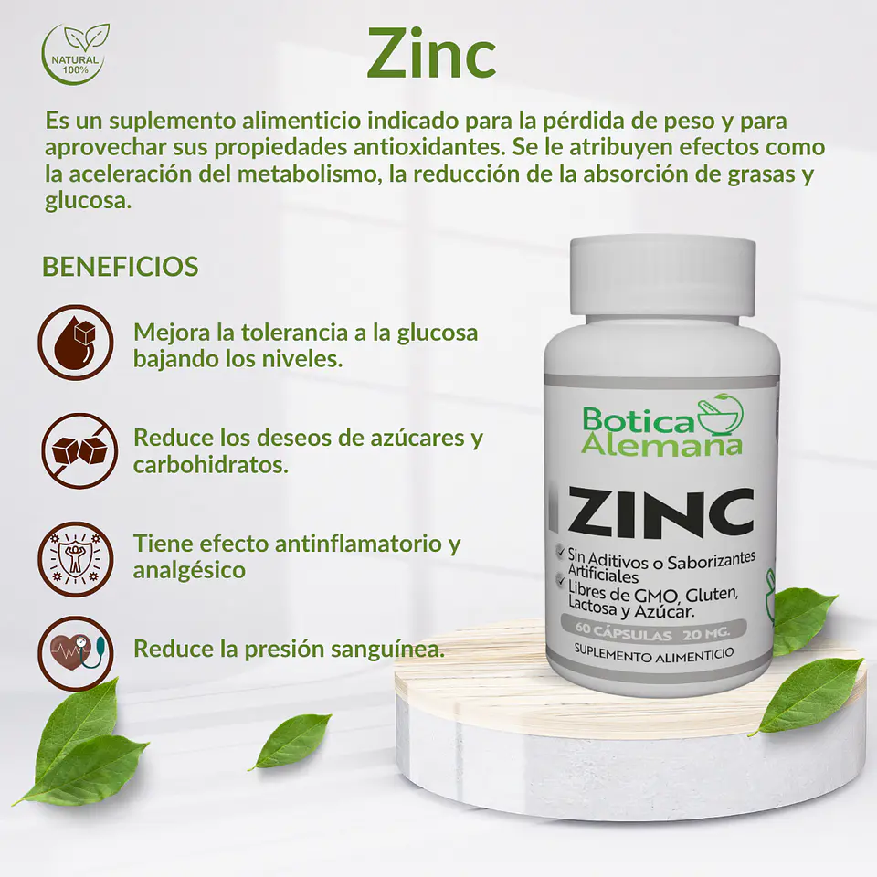 Zinc, 60 cápsulas 20 mg 4