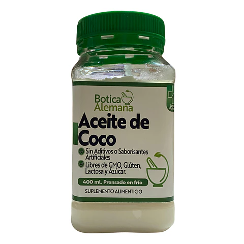 Aceite de Coco prensado en frío, 400 ml. 100% Orgánico y Natural