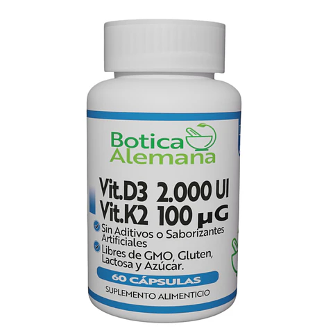 Vitamina D3 + K2, 60 cápsulas