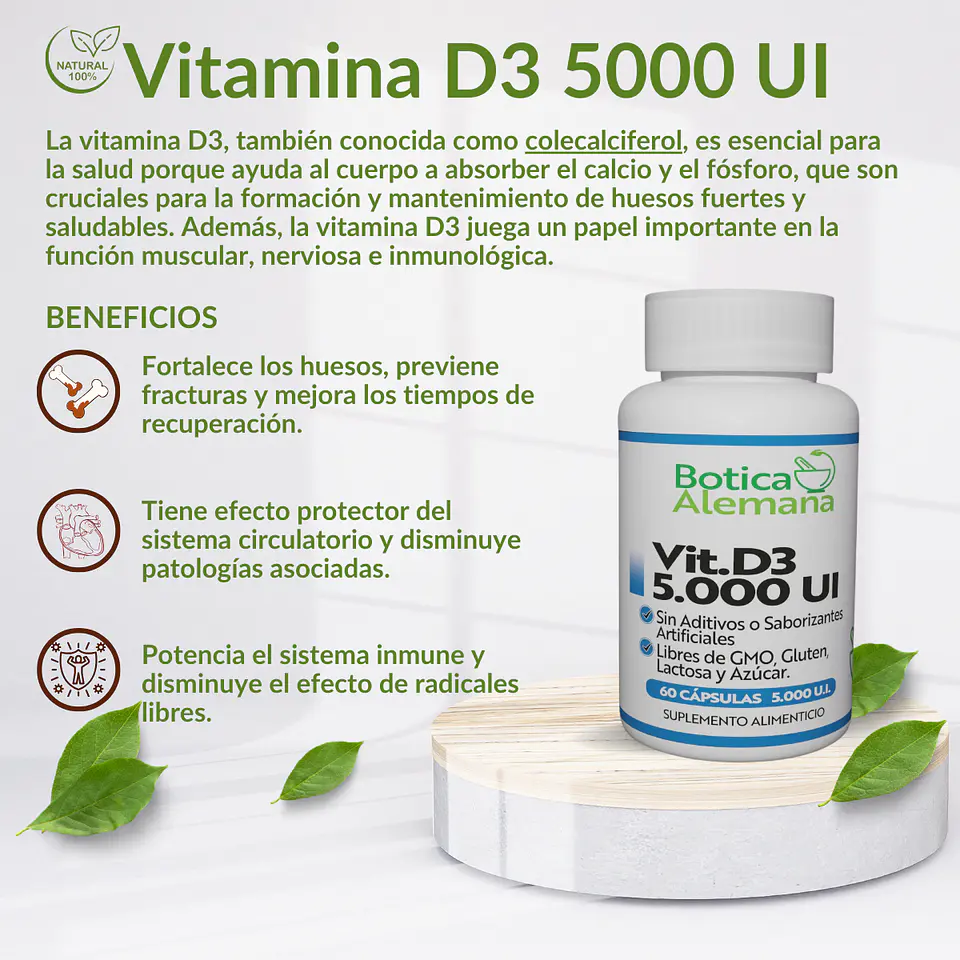 Vitamina D3, 60 cápsulas 5000 UI 4