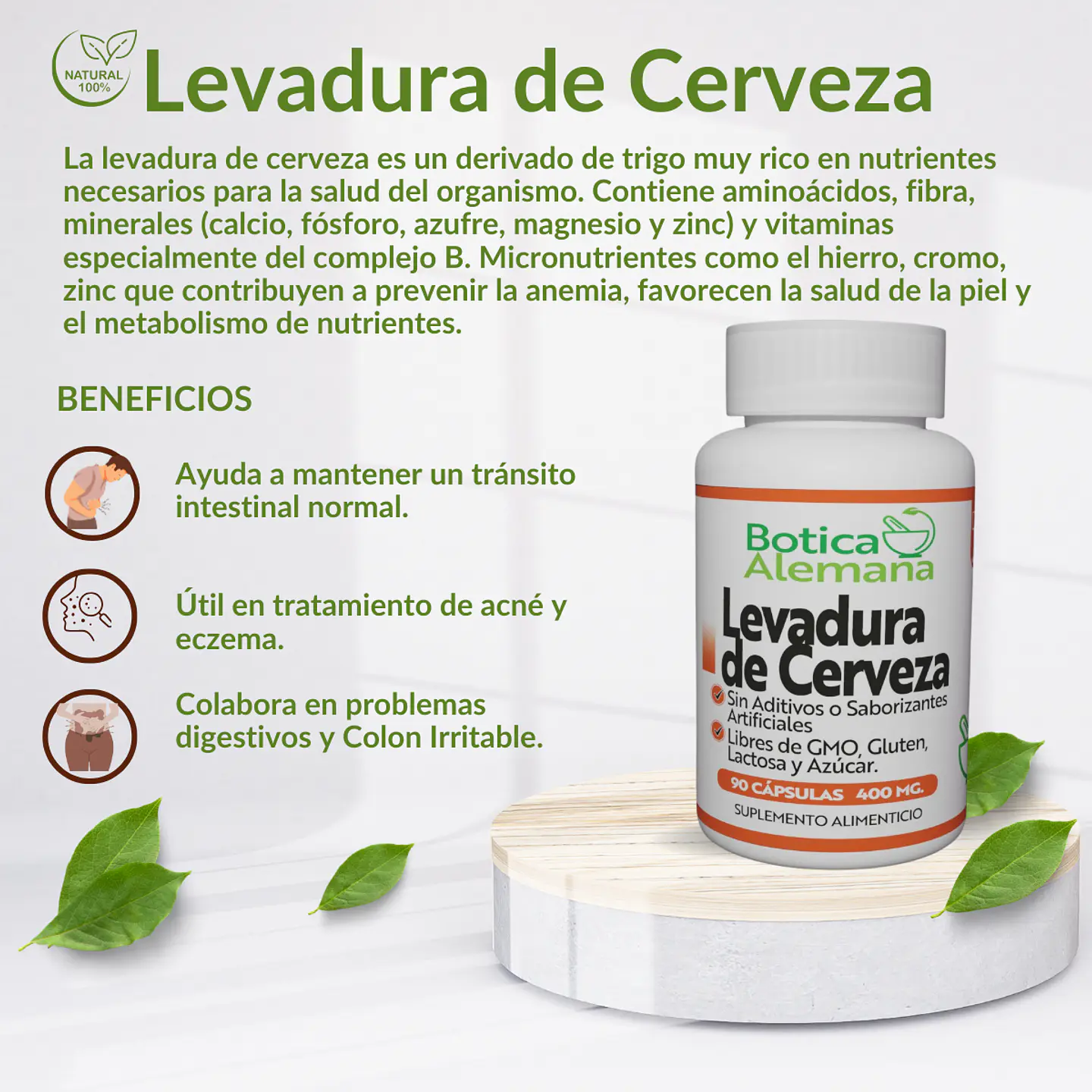 Levadura de Cerveza, 90 cápsulas 400 mg 4