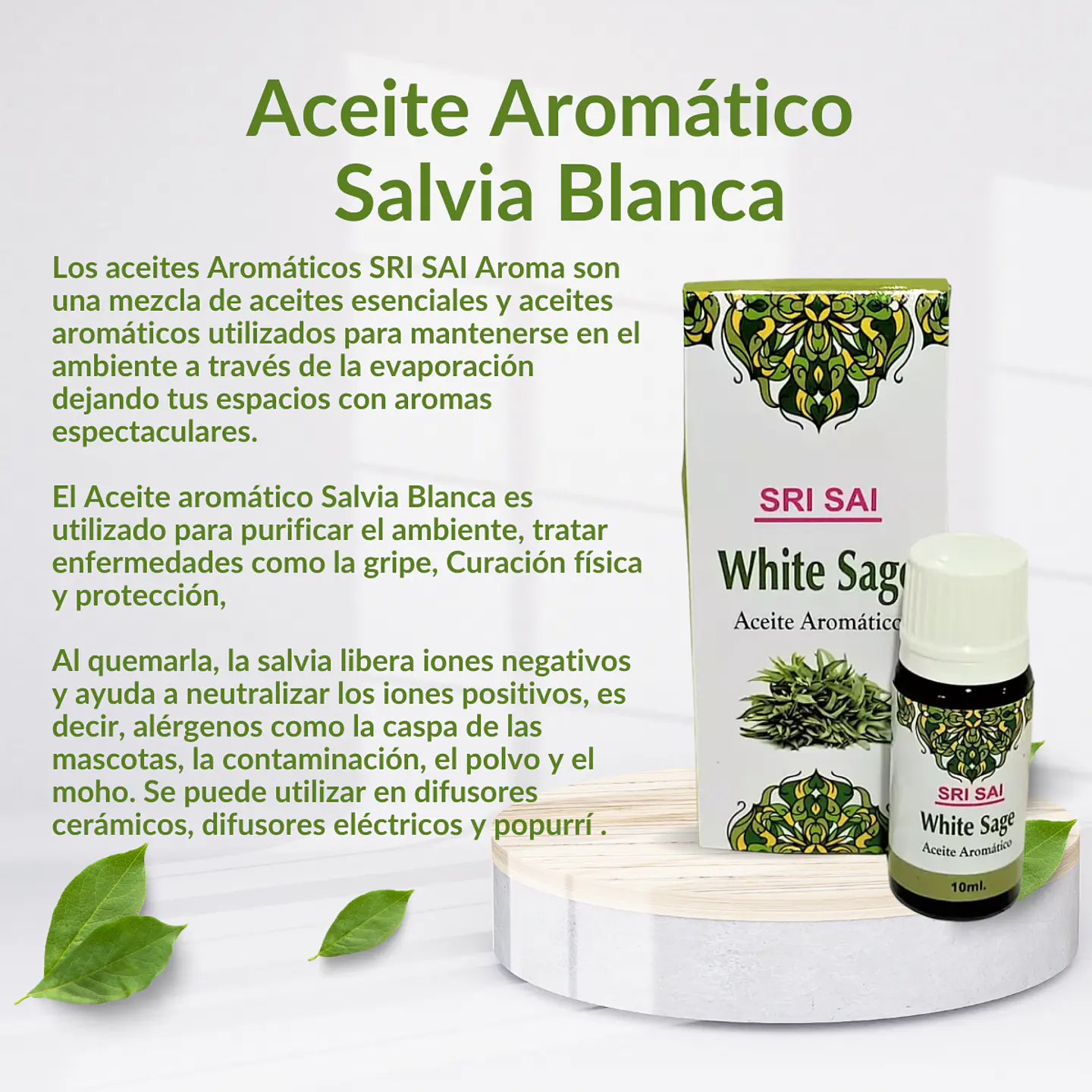 Aceite Aromático de Salvia Blanca, 10 ml. 2