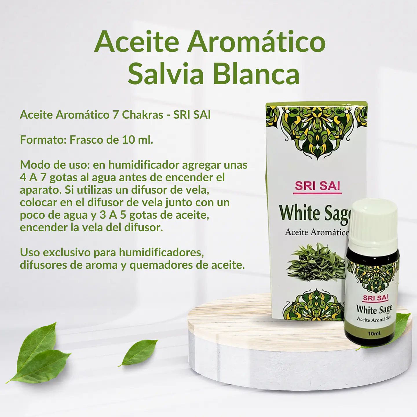Aceite Aromático de Salvia Blanca, 10 ml. 3