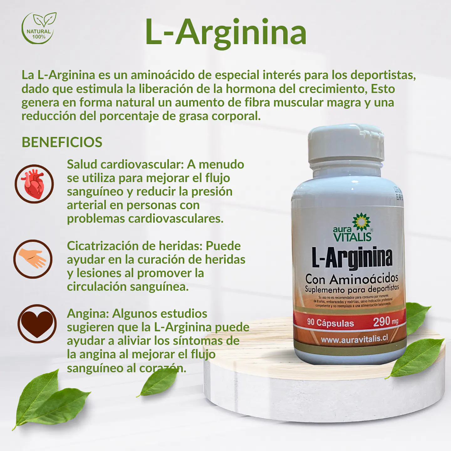 L-Arginina, 90 cápsulas 290 mg. 4