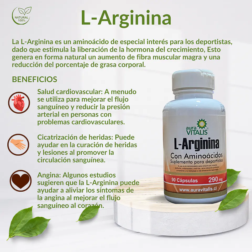 L-Arginina, 90 cápsulas 290 mg. 4