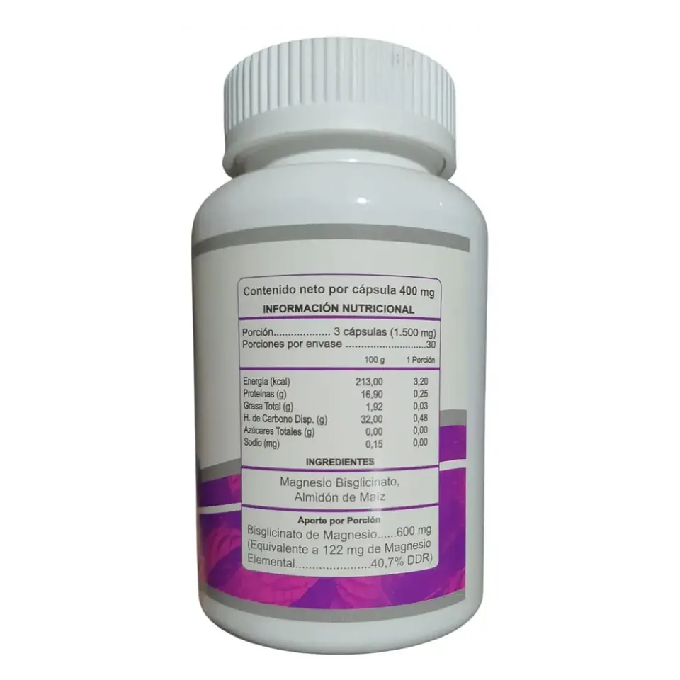 Bisglicinato de Magnesio. 90 cápsulas 400 mg 2