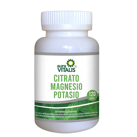 Citrato Magnesio + Potasio 120 cápsulas 700 mg.