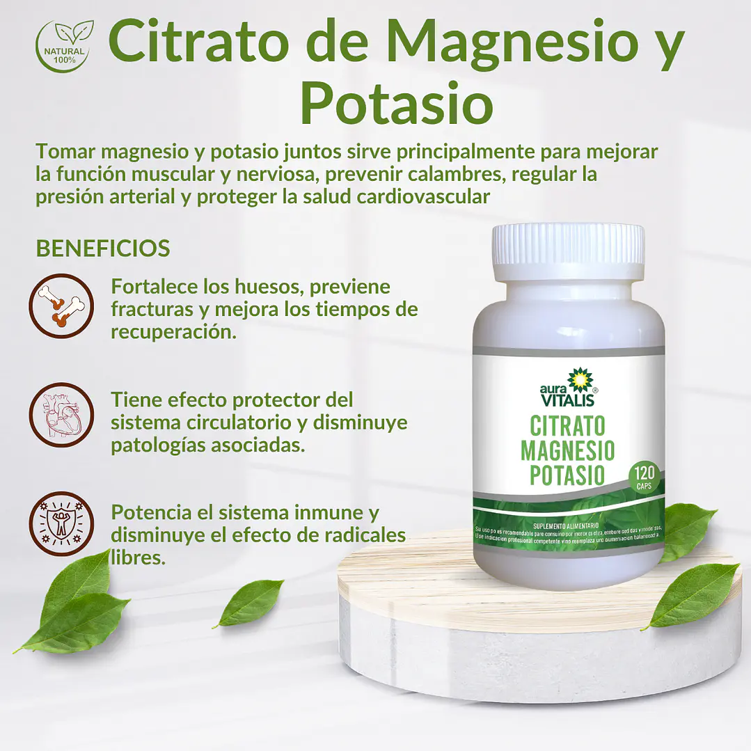 Citrato Magnesio + Potasio 120 cápsulas 700 mg. 3
