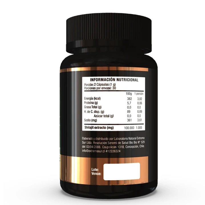 Shilajit 60 cápsulas 500 mg. Extremo Sur 2