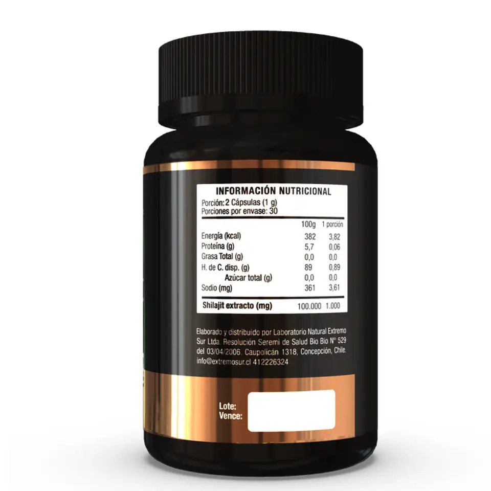 Shilajit 60 cápsulas 500 mg. Extremo Sur 2