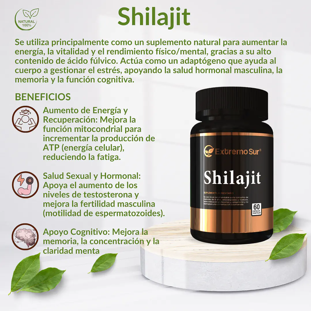 Shilajit 60 cápsulas 500 mg. Extremo Sur 3