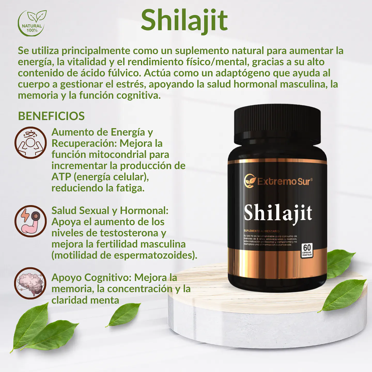 Shilajit 60 cápsulas 500 mg. Extremo Sur 3