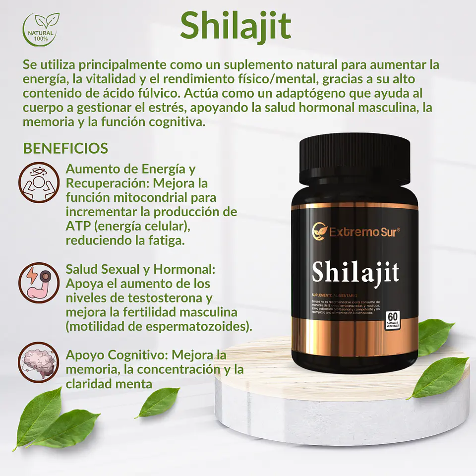 Shilajit 60 cápsulas 500 mg. Extremo Sur 3