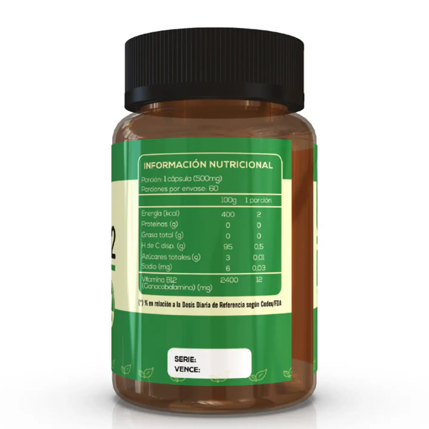 Vegan B12, 60 cápsulas vegetales 500 mg 2