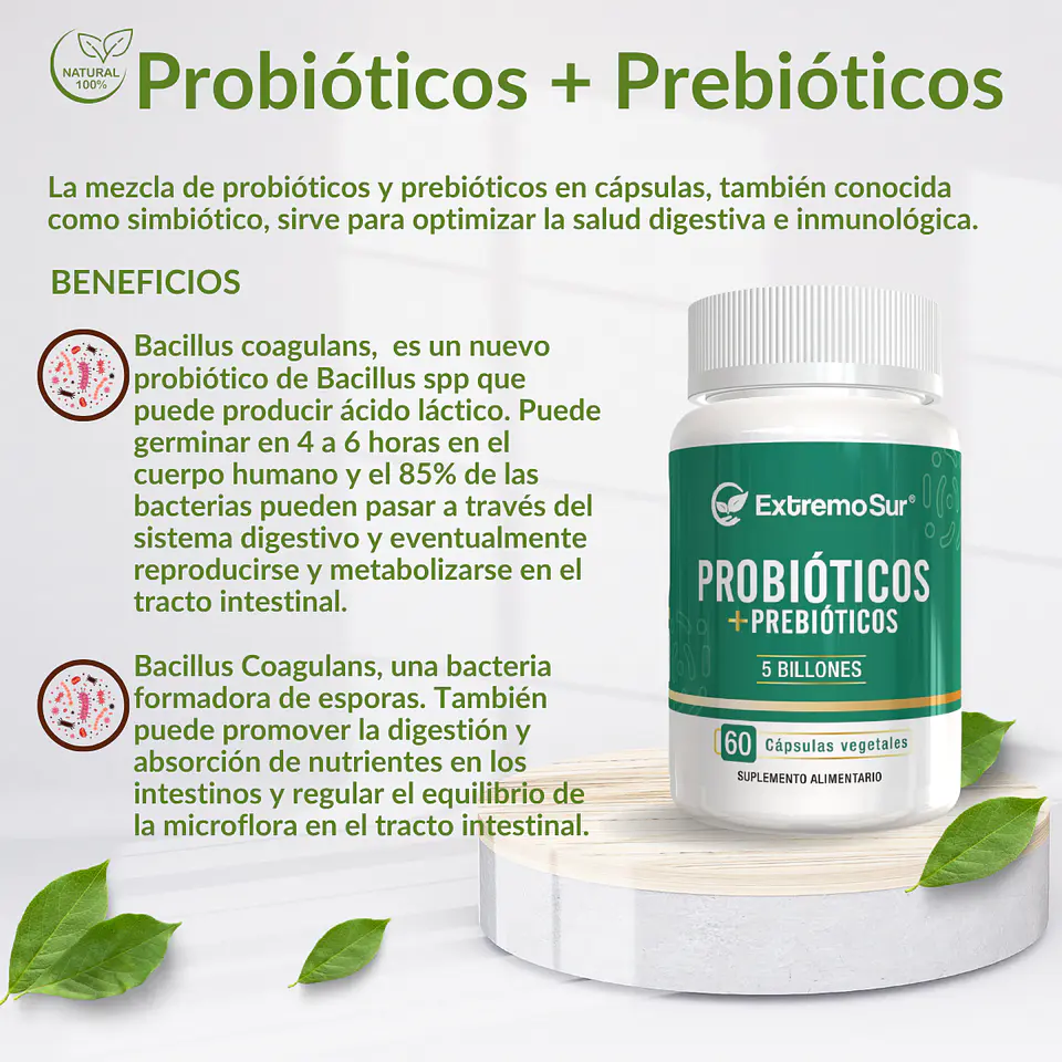 Probióticos + Prebióticos 60 cápsulas 5 Billones 3