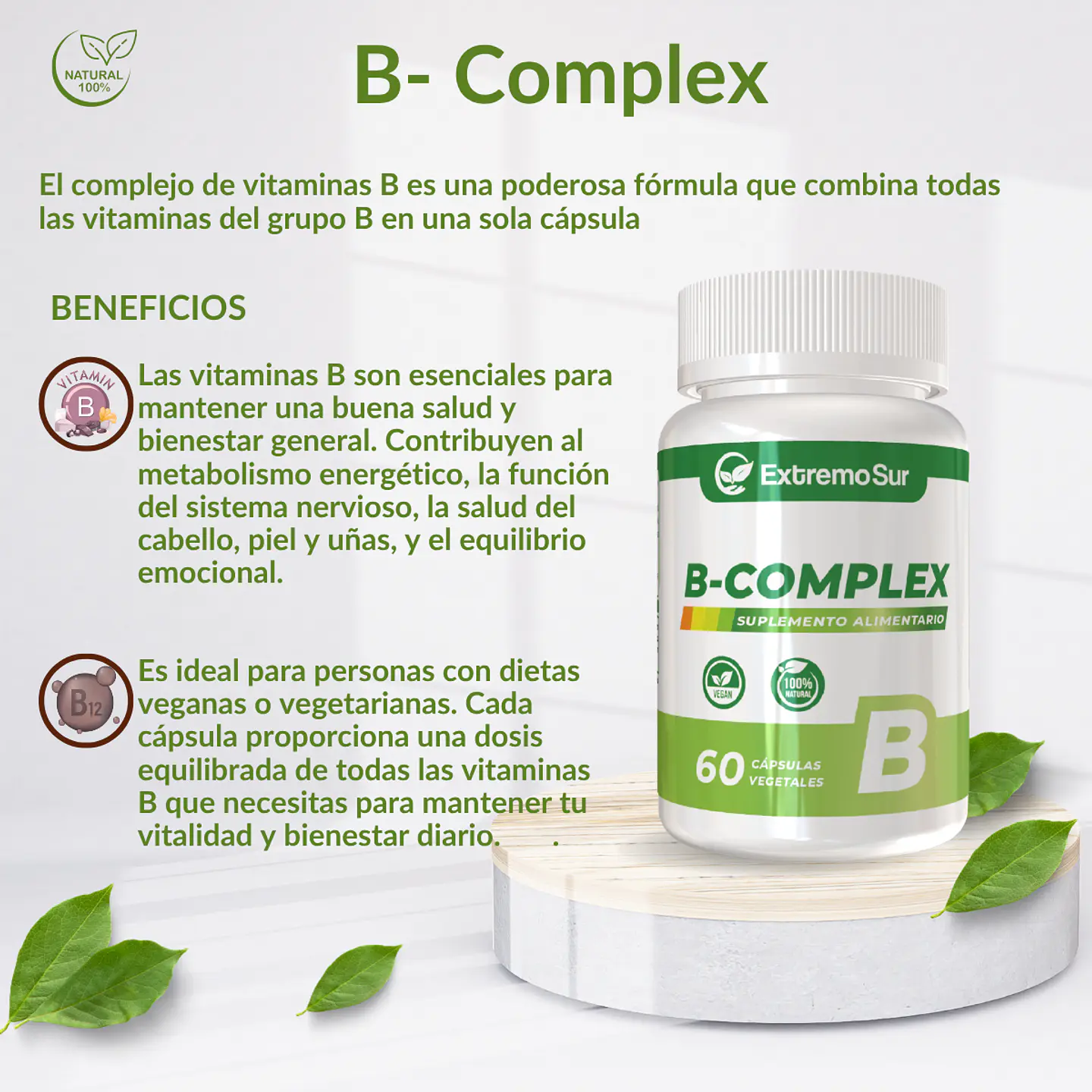 B-Complex 60 cápsulas vegetales 500 mg 3