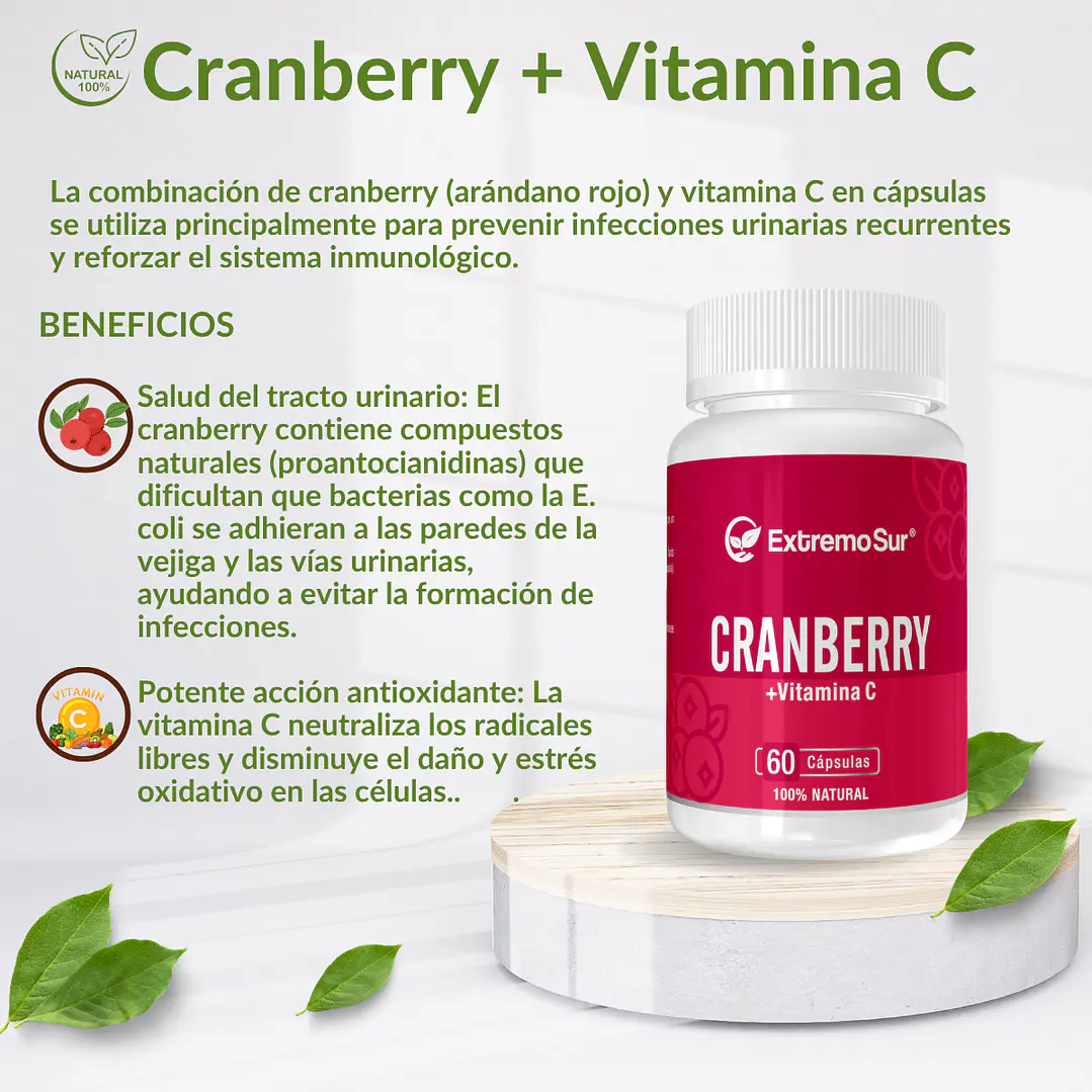 Cranberry + Vitamina C 60 cápsulas 500 mg 3