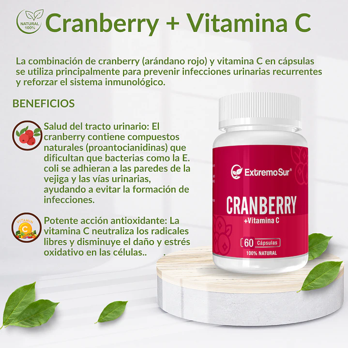 Cranberry + Vitamina C 60 cápsulas 500 mg 3