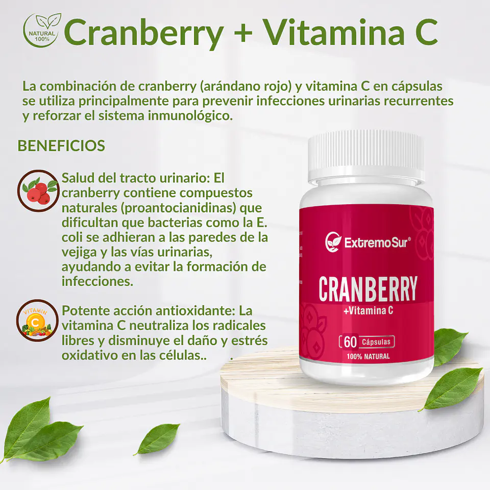Cranberry + Vitamina C 60 cápsulas 500 mg 3