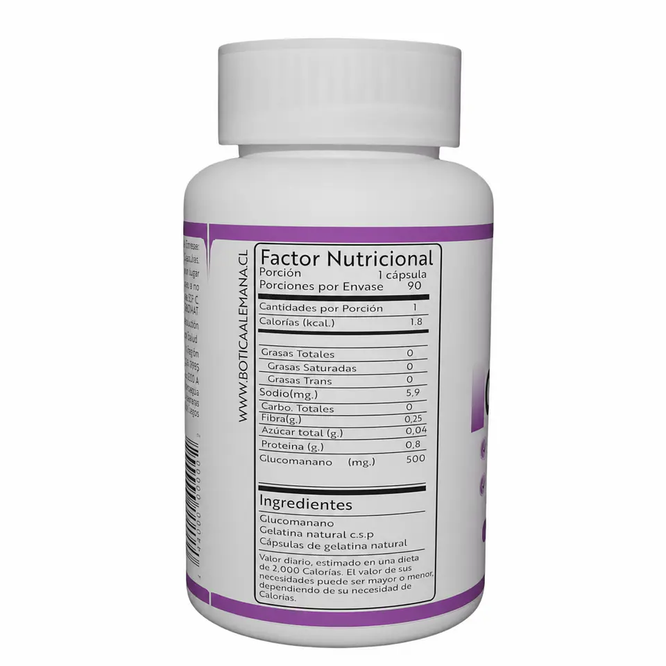 Glucomanan, 90 cápsulas 500 mg 2
