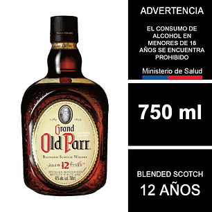 Whisky Grand Old Parr Blended Scotch 12 años 750 ml.