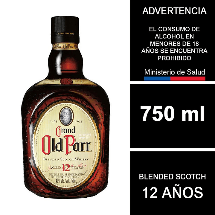 Whisky Grand Old Parr Blended Scotch 12 años 750 ml. 1