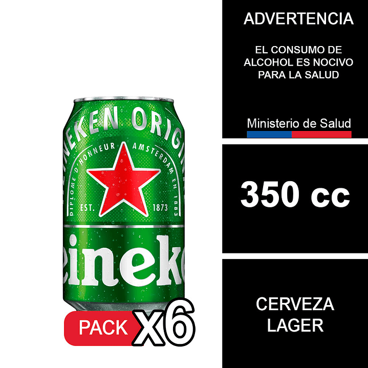 X6 Heineken Lata 350 cc 1