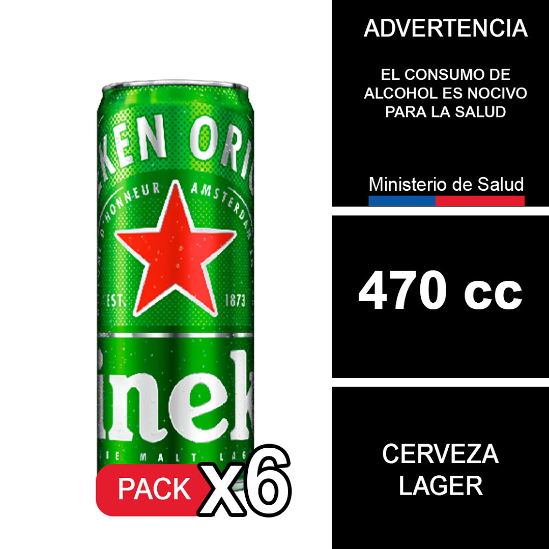 X6 Heineken Lata 470 cc 1