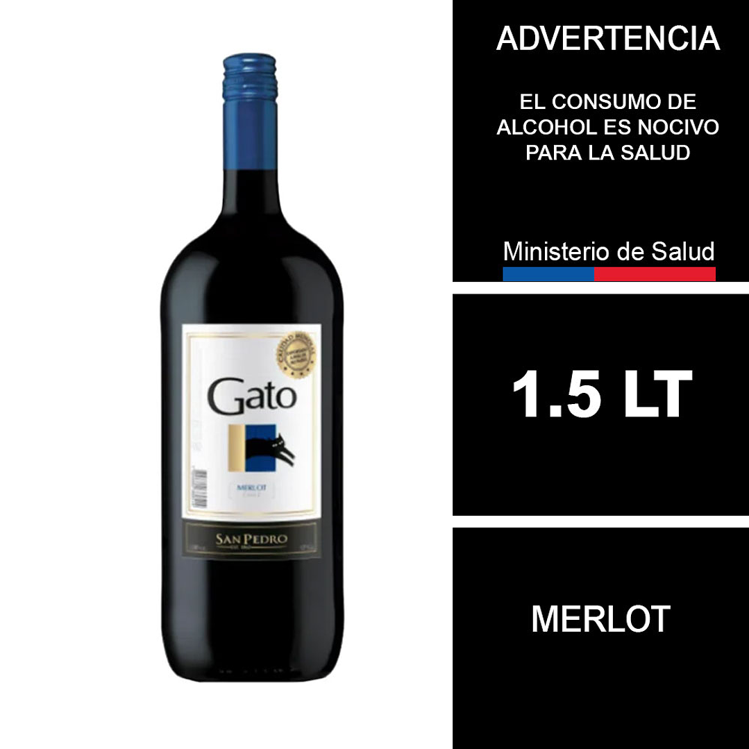 Vino Gato Merlot Botellón 1,5 Lt 1
