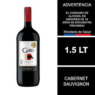 Vino Gato Cabernet Sauvignon botellón 1,5 Lt