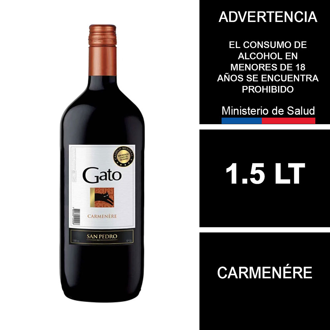 Vino Gato Carmenere Botellón 1,5 Lt 1
