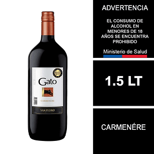 Vino Gato Carmenere Botellón 1,5 Lt