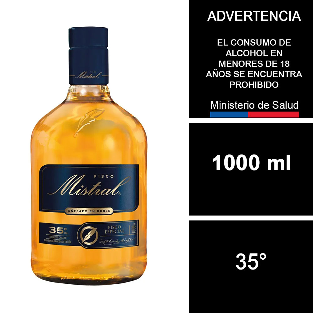Pisco Mistral 35° 1000 cc 1