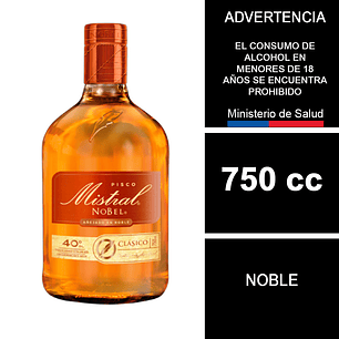 Pisco Mistral Nobel 40° 750 cc