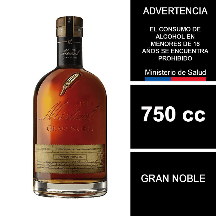 Pisco Mistral Gran Nobel 40° 700 cc 1