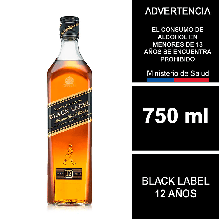 Whisky Johnnie Walker Black Label 12 Años 750 cc 1