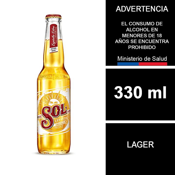 Cerveza Sol Botella 330 cc 1