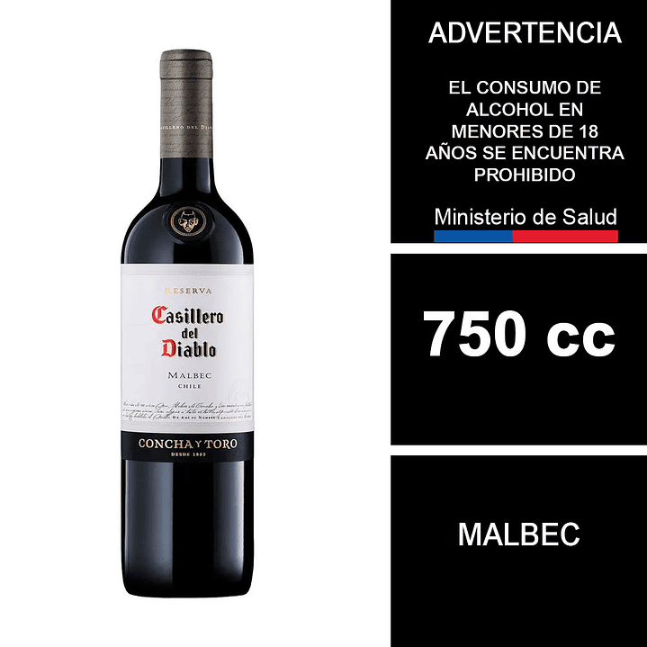 Vino Casillero Del Diablo Reserva Malbec 750 cc 1