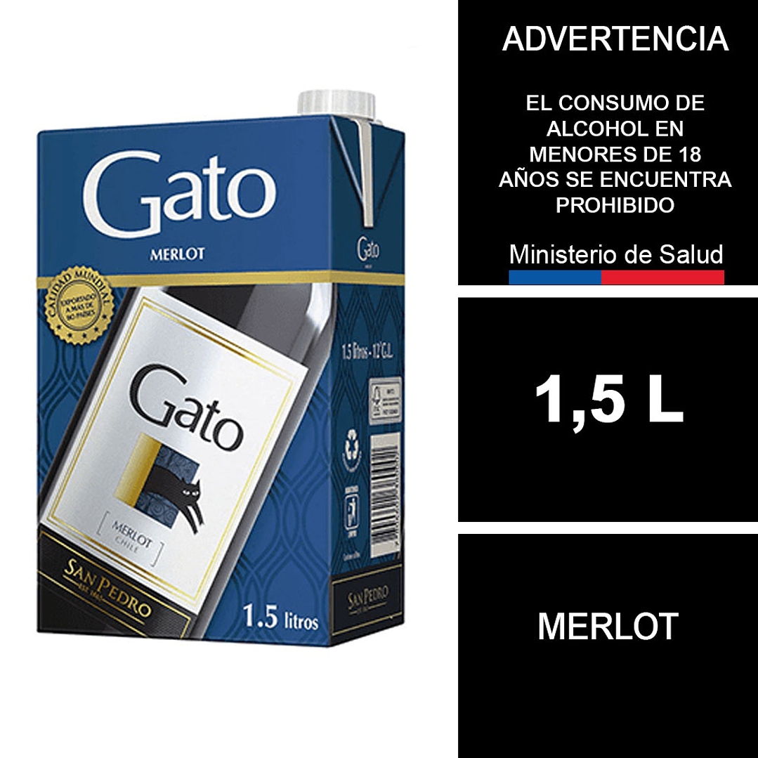 Vino Gato Merlot Caja 1,5 L 1