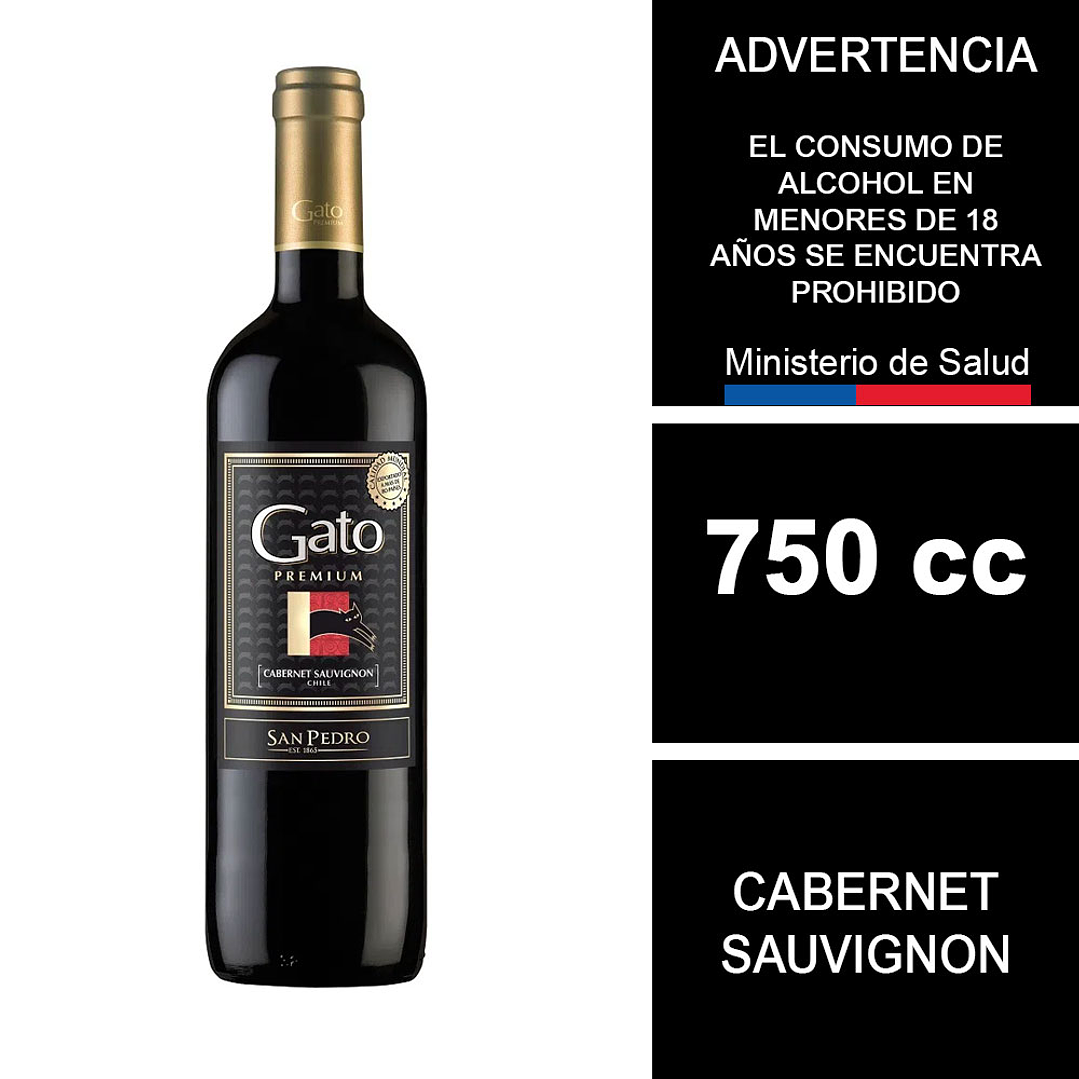 Vino Gato Premium Cabernet Sauvignon 750 cc 1