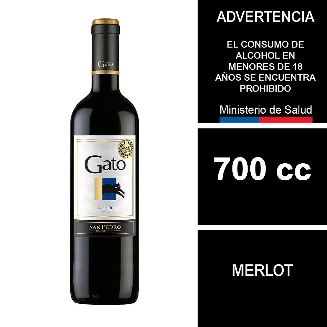 Vino Gato Merlot 700 cc 1