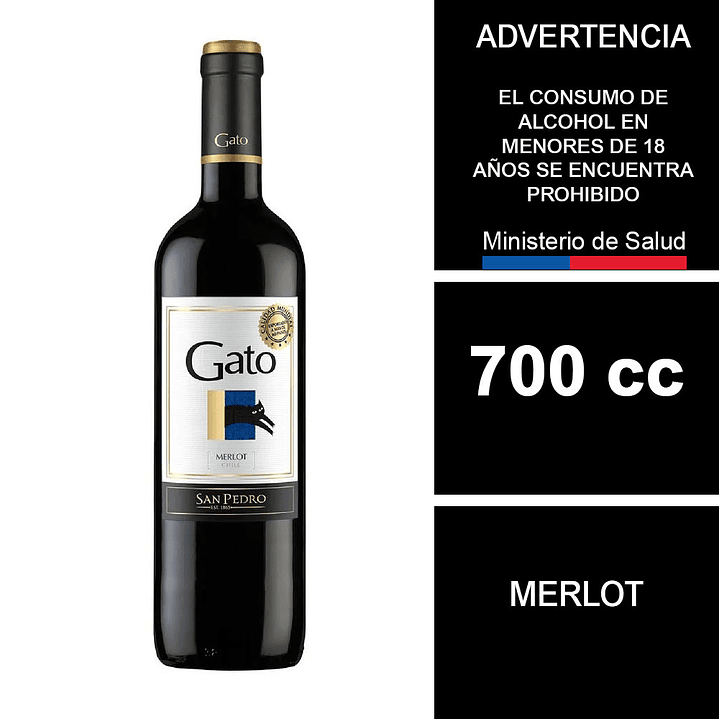 Vino Gato Merlot 700 cc 1
