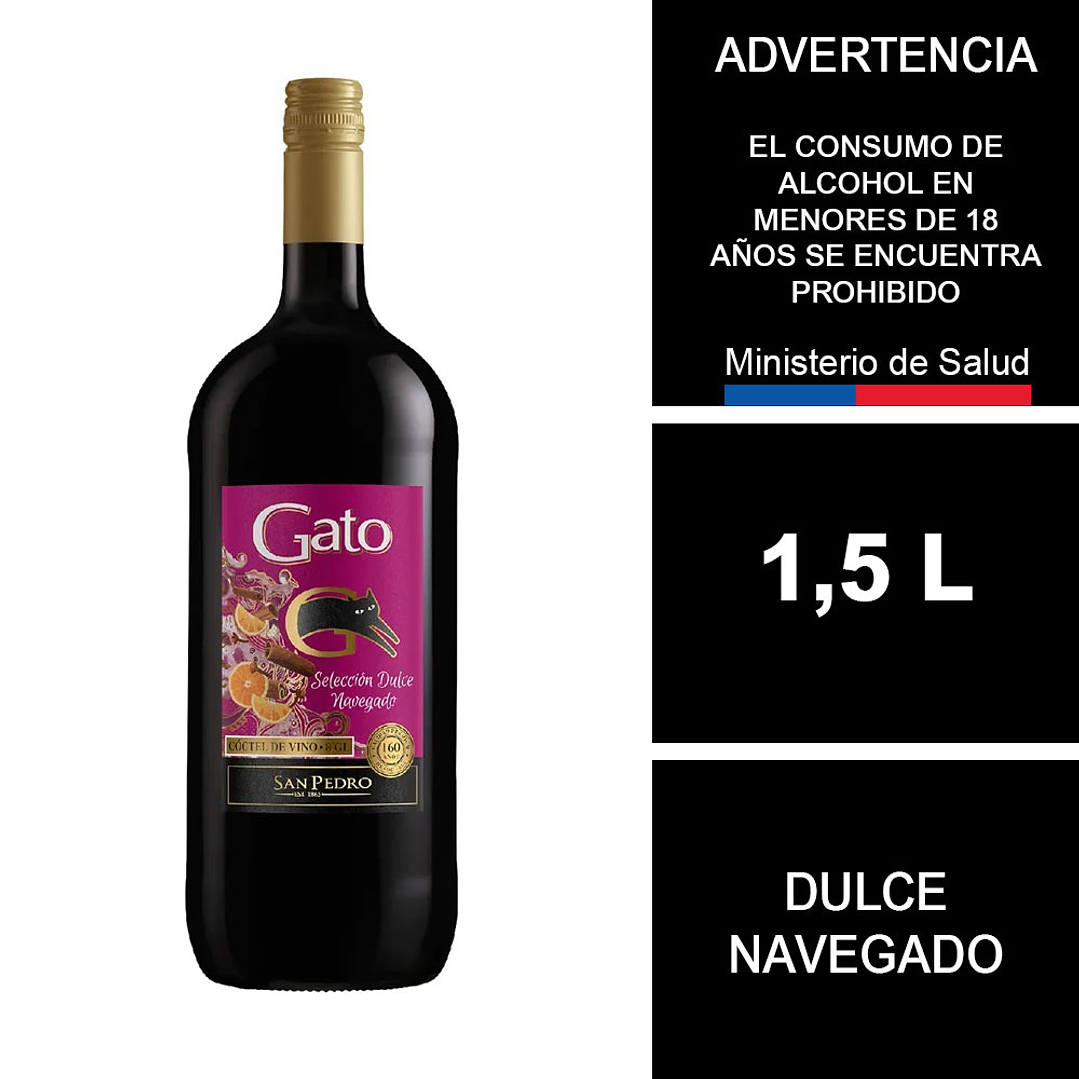 Cóctel de Vino Gato Selección Dulce Navegado Botellón 1,5 LT 1