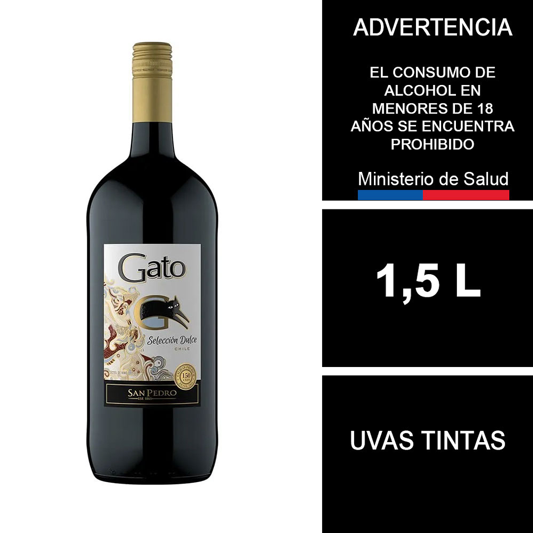 Cóctel de Vino Gato Selección Dulce tinto Botellón 1,5 LT 1
