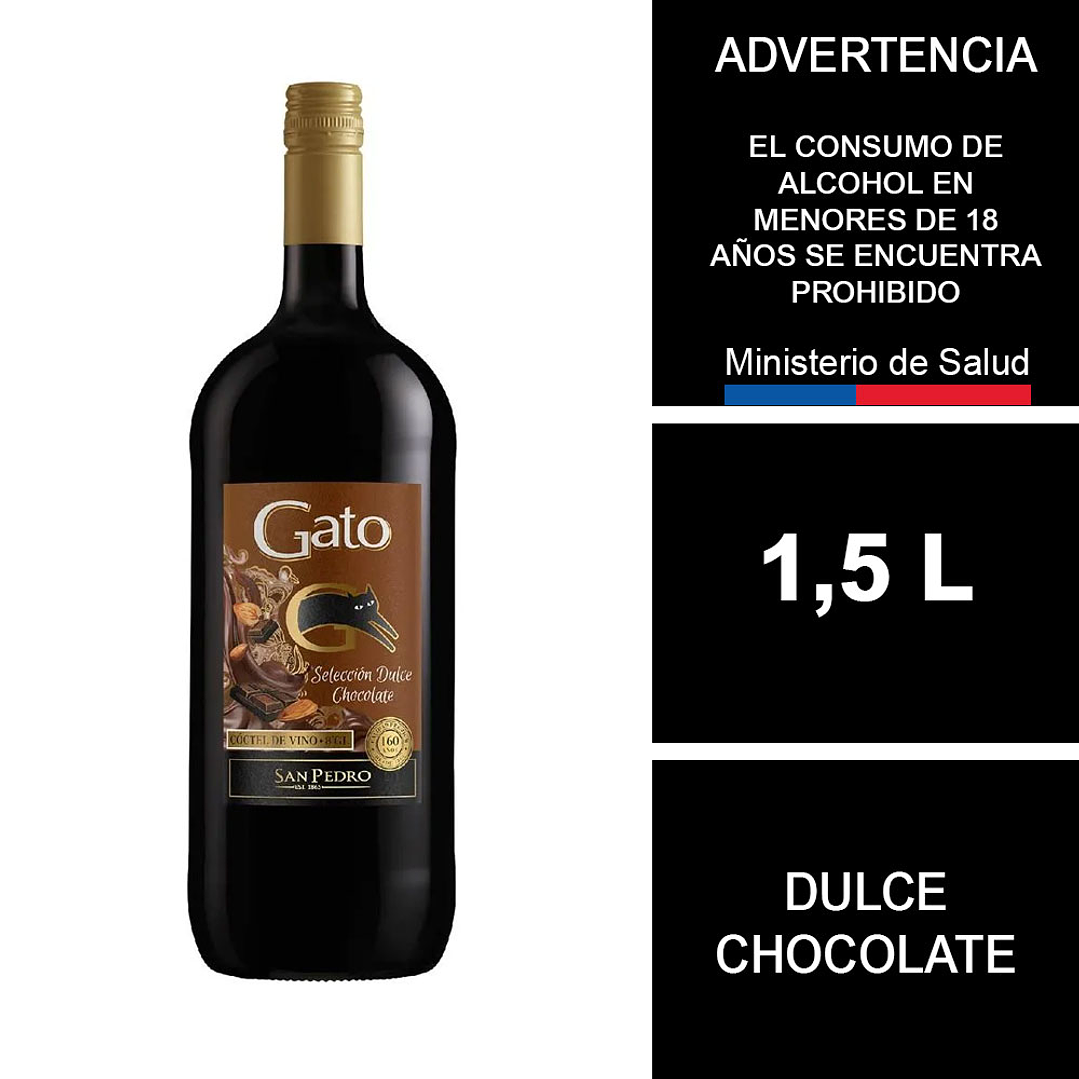 Cóctel de Vino Gato Selección Dulce Chocolate Botellón 1,5 LT 1