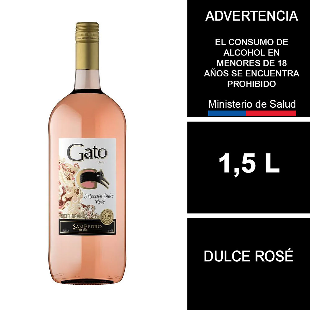 Cóctel de Vino Gato Selección Dulce Rose Botellón 1,5 LT 1