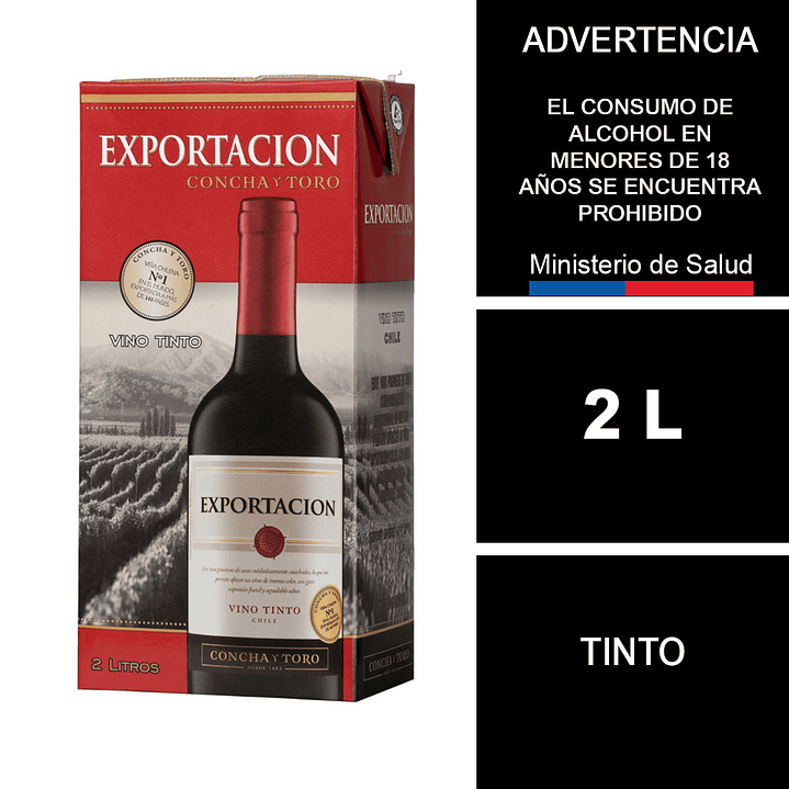 Vino Exportación Concha y Toro Tinto Tetra 2 L 1